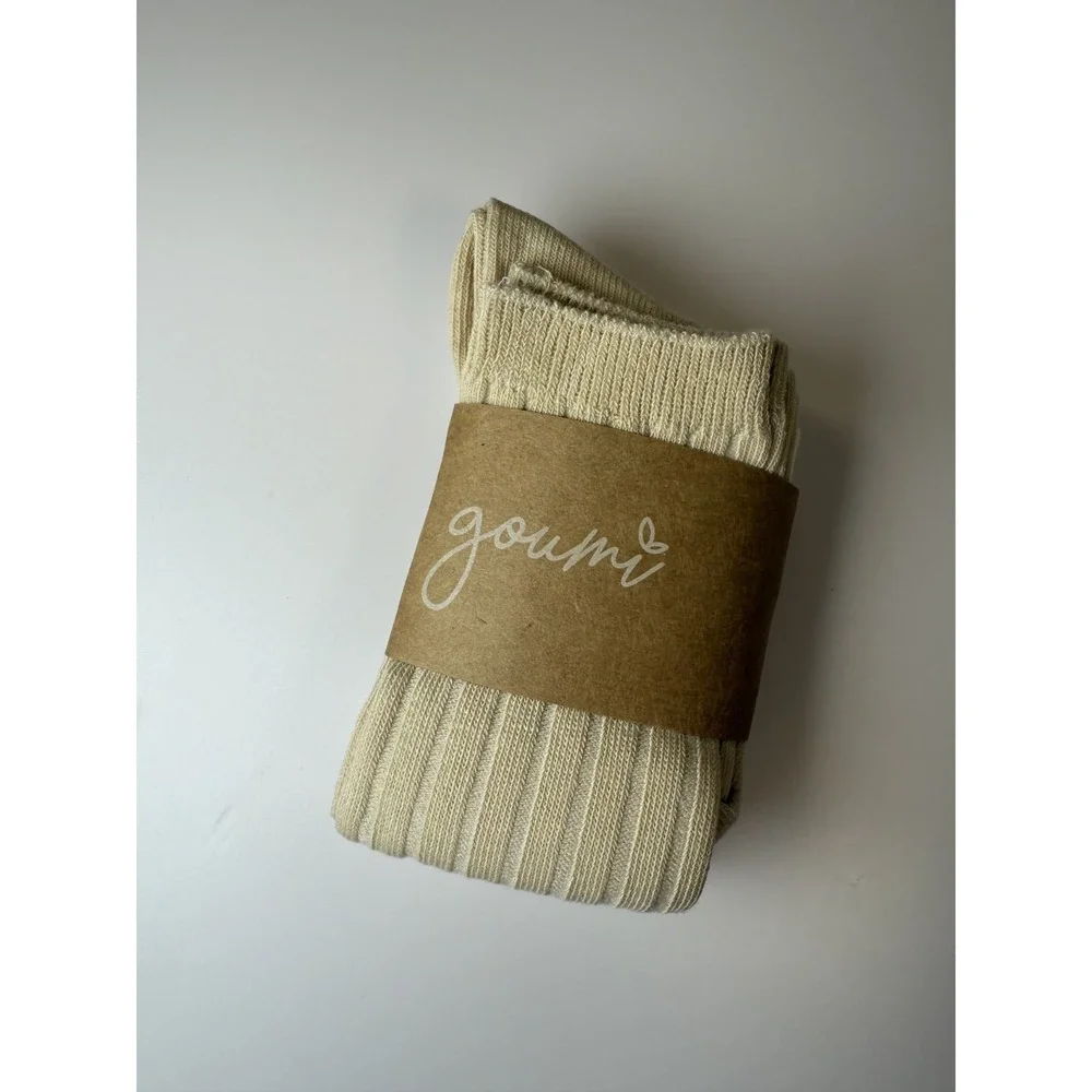 NWT GoumiKids Knee High Socks 6-8‎ years 2 Pack White/Tan